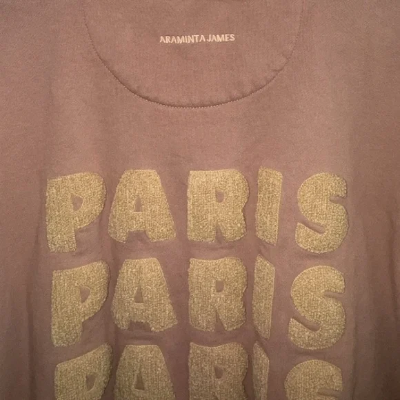 Araminta James Tan Brown Paris Love Sweatshirt Pullover Medium - Picture 6 of 10